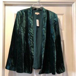 Crushed velvet green blazer